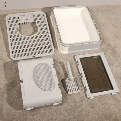 Foldable Cat Litter Box with Massager Scoop - Smarsty