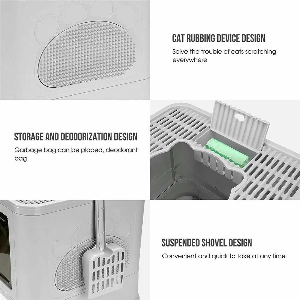 Foldable Cat Litter Box with Massager Scoop - Smarsty