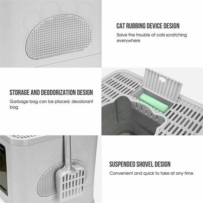 Foldable Cat Litter Box with Massager Scoop - Smarsty