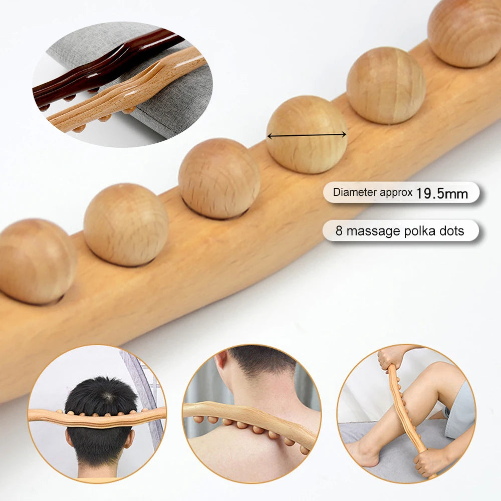 Beech Wood Back Massage Rolling Pin for Pain Relief - Smarsty