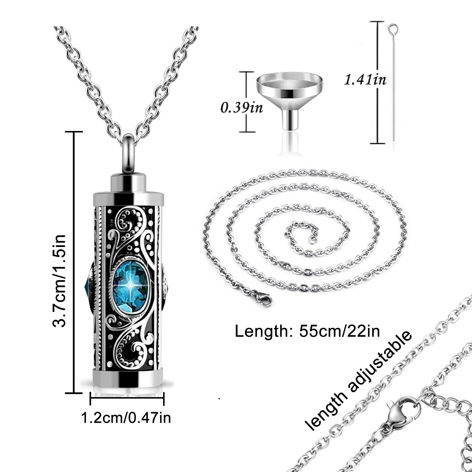 Crystal Cremation Urn Necklace for Ashes Memorial - Smarsty