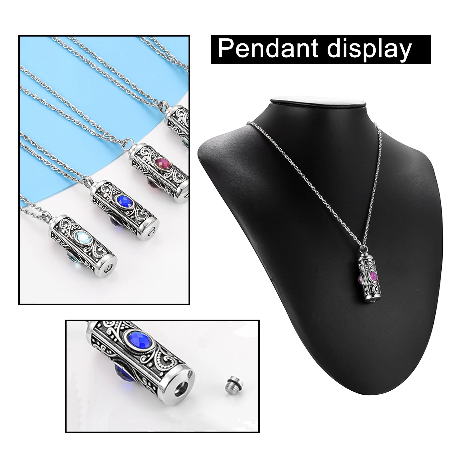 Crystal Cremation Urn Necklace for Ashes Memorial - Smarsty