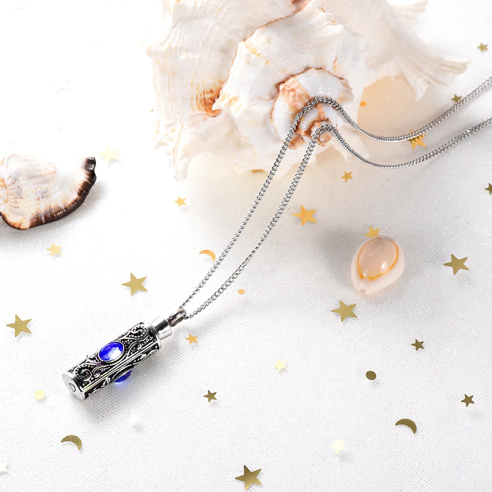Crystal Cremation Urn Necklace for Ashes Memorial - Smarsty