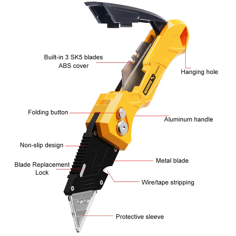 WYNNS Heavy Duty Folding Utility Knife with Quick Change Blades - Smarsty