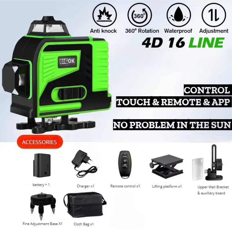 Professional Green Laser Level with 16 Lines Self-Leveling - Smarsty