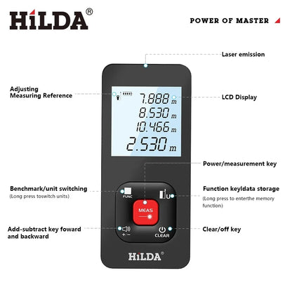 HILDA Laser Rangefinder Precision Measuring Tool 50M 100M 120M - Smarsty