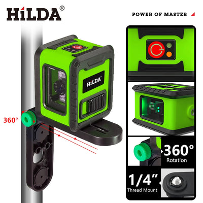 HILDA 2-Line Green Laser Level for Precision Alignment - Smarsty