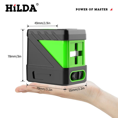 HILDA 2 Lines Laser Level with Self Levelling Green Beams - Smarsty