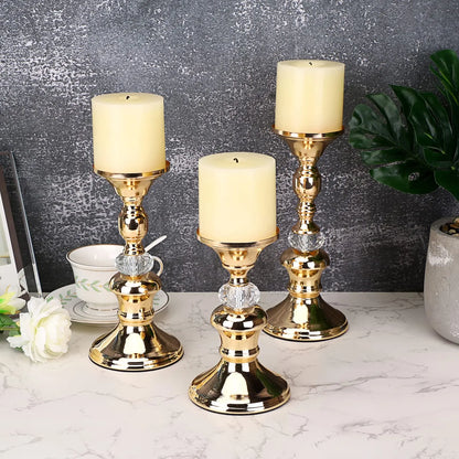 Elegant Gold Metal Pillar Candle Holders for Home Decor - Smarsty