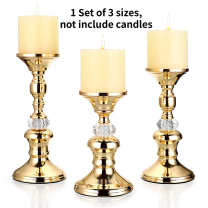 Elegant Gold Metal Pillar Candle Holders for Home Decor - Smarsty