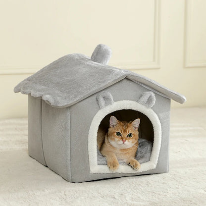 Foldable Cat House with Washable Cotton Bed - Smarsty