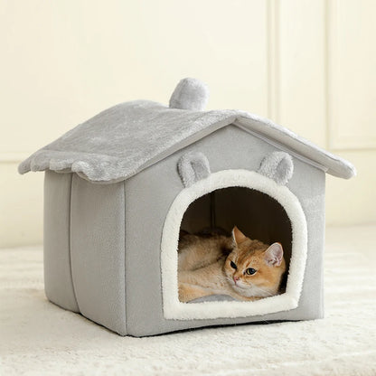 Foldable Cat House with Washable Cotton Bed - Smarsty