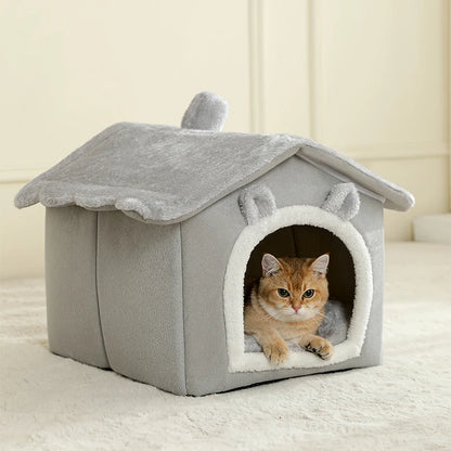 Foldable Cat House with Washable Cotton Bed - Smarsty