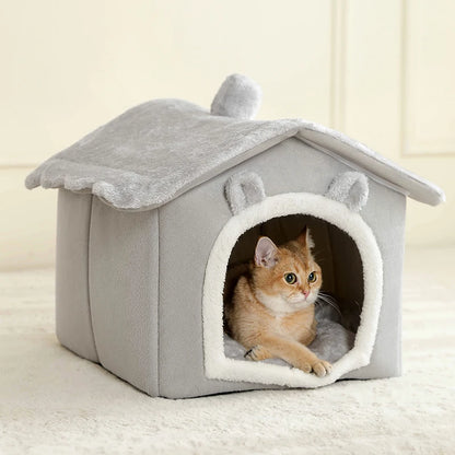 Foldable Cat House with Washable Cotton Bed - Smarsty