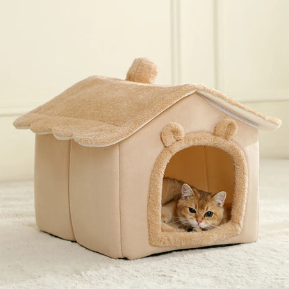 Foldable Cat House with Washable Cotton Bed - Smarsty