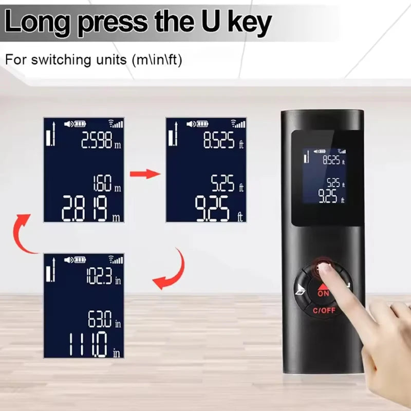 Portable Laser Rangefinder 40M/60M Rechargeable Measurement Tool - Smarsty