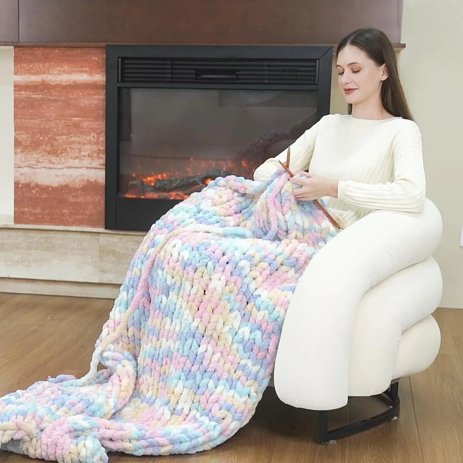 Chunky Multicolor Chenille Yarn for Warm Crochet Projects - Smarsty