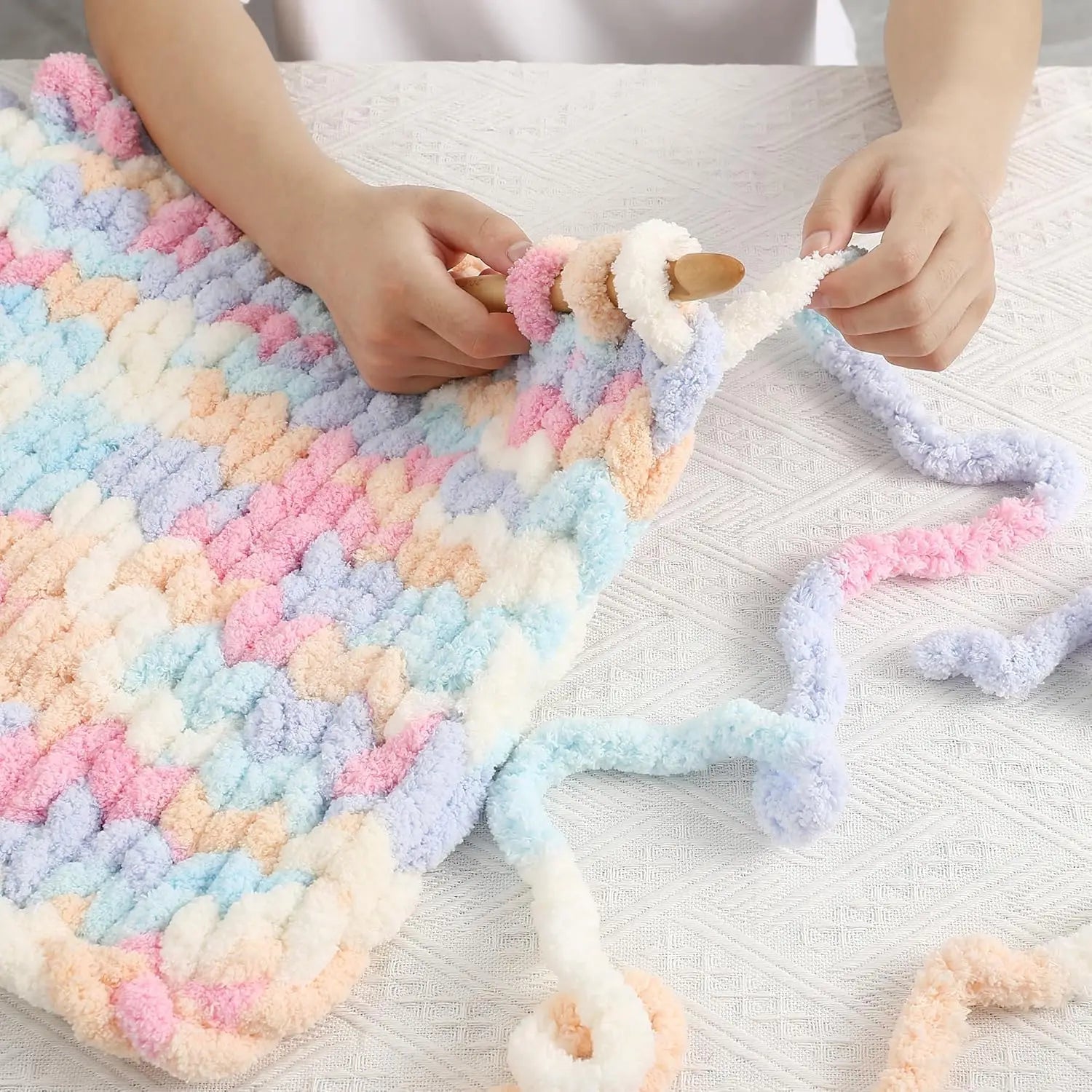 Chunky Multicolor Chenille Yarn for Warm Crochet Projects - Smarsty