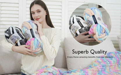 Chunky Multicolor Chenille Yarn for Warm Crochet Projects - Smarsty