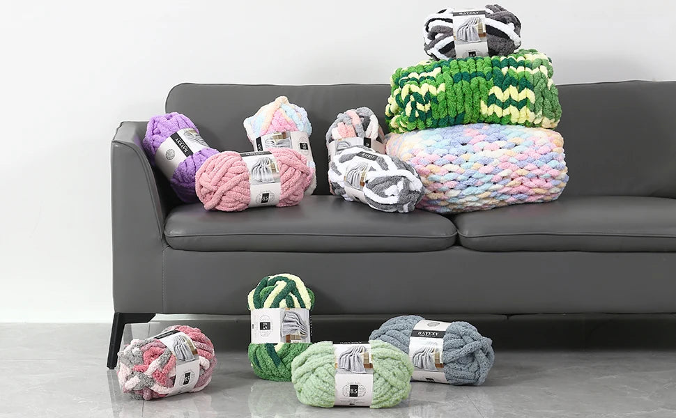 Chunky Multicolor Chenille Yarn for Warm Crochet Projects - Smarsty