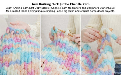 Chunky Multicolor Chenille Yarn for Warm Crochet Projects - Smarsty