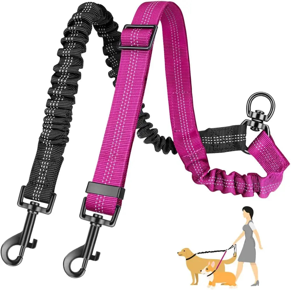 Dual Dog Leash Attachment with Shock Absorbing Bungee - Smarsty