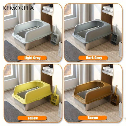 Large Stainless Steel Litter Box With Lid Odor Control - Smarsty