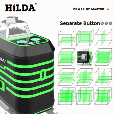 HILDA Green Laser Level with 16 Lines for Precision Measurement - Smarsty