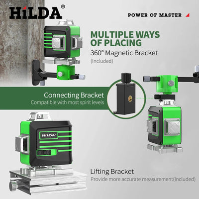 HILDA Green Laser Level 360 Self-Leveling Precision Tool - Smarsty
