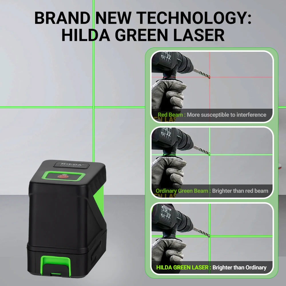 HILDA Self Levelling Green Laser Level with Cross Line Precision - Smarsty