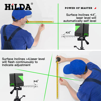 HILDA Self Levelling Green Laser Level with Cross Line Precision - Smarsty