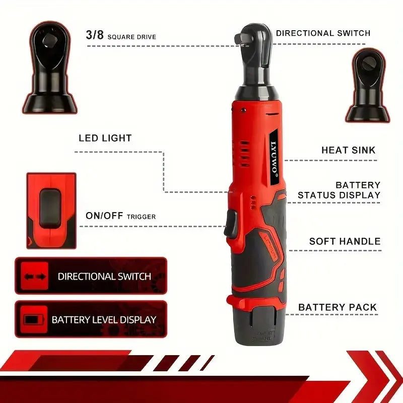 LYUWO 12V Cordless Right Angle Wrench With 4 Sockets - Smarsty