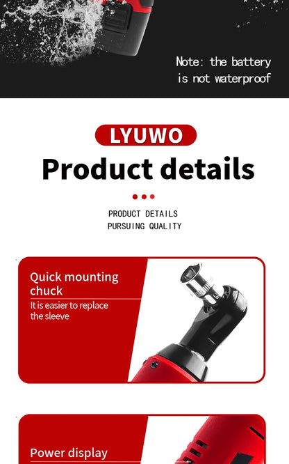 LYUWO 12V Cordless Right Angle Wrench With 4 Sockets - Smarsty
