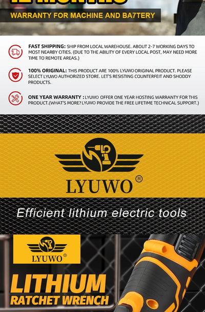 LYUWO 12V Rechargeable Electric Ratchet Set for Easy Automobile Maintenance - Smarsty
