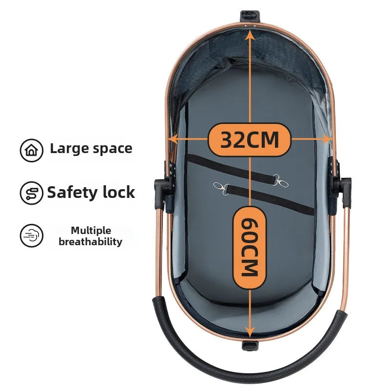 3 in 1 Folding Pet Stroller with Detachable Carrier - Smarsty