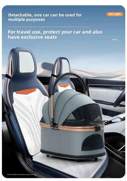 3 in 1 Folding Pet Stroller with Detachable Carrier - Smarsty