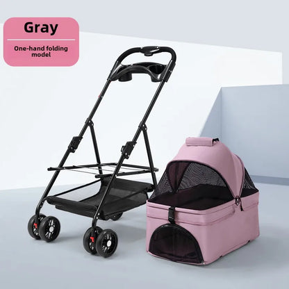 3 in 1 Folding Pet Stroller with Detachable Carrier - Smarsty