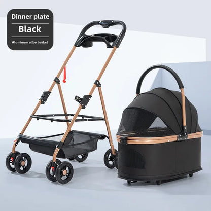 3 in 1 Folding Pet Stroller with Detachable Carrier - Smarsty