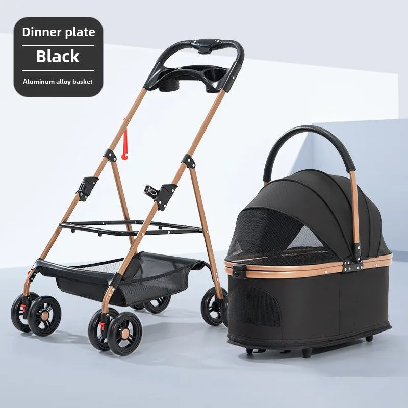 3 in 1 Folding Pet Stroller with Detachable Carrier - Smarsty