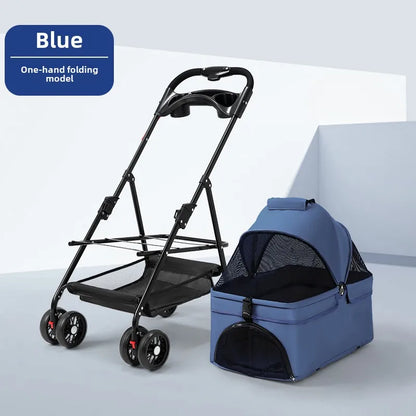 3 in 1 Folding Pet Stroller with Detachable Carrier - Smarsty