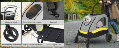 Premium Dog Stroller Foldable Travel Cart for All Breeds - Smarsty