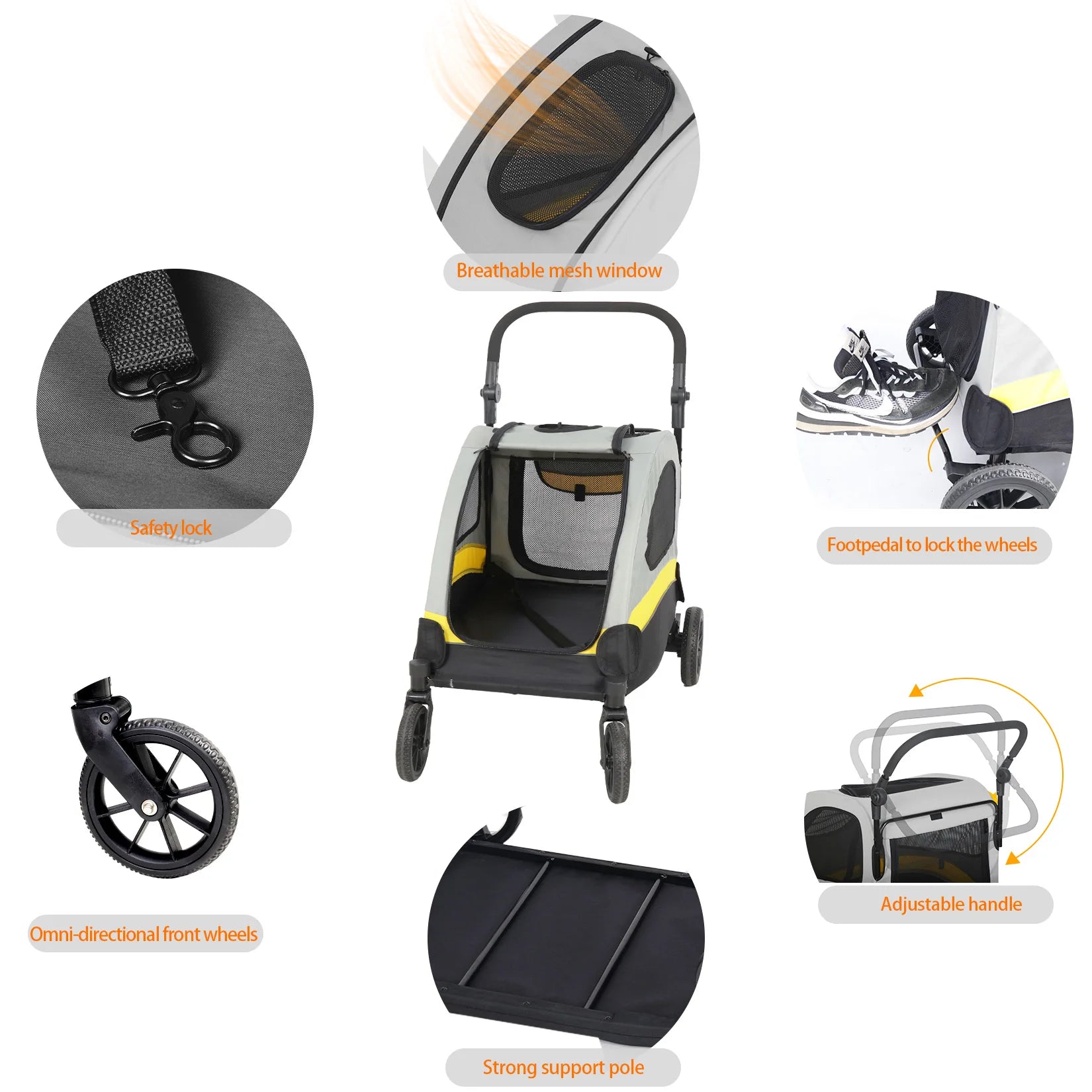 Premium Dog Stroller Foldable Travel Cart for All Breeds - Smarsty