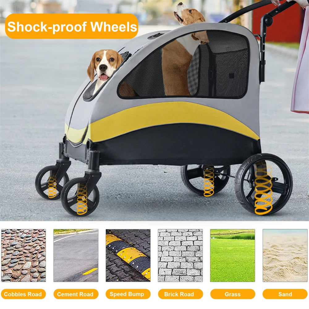 Premium Dog Stroller Foldable Travel Cart for All Breeds - Smarsty