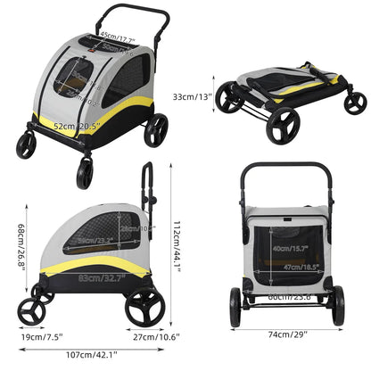 Premium Dog Stroller Foldable Travel Cart for All Breeds - Smarsty