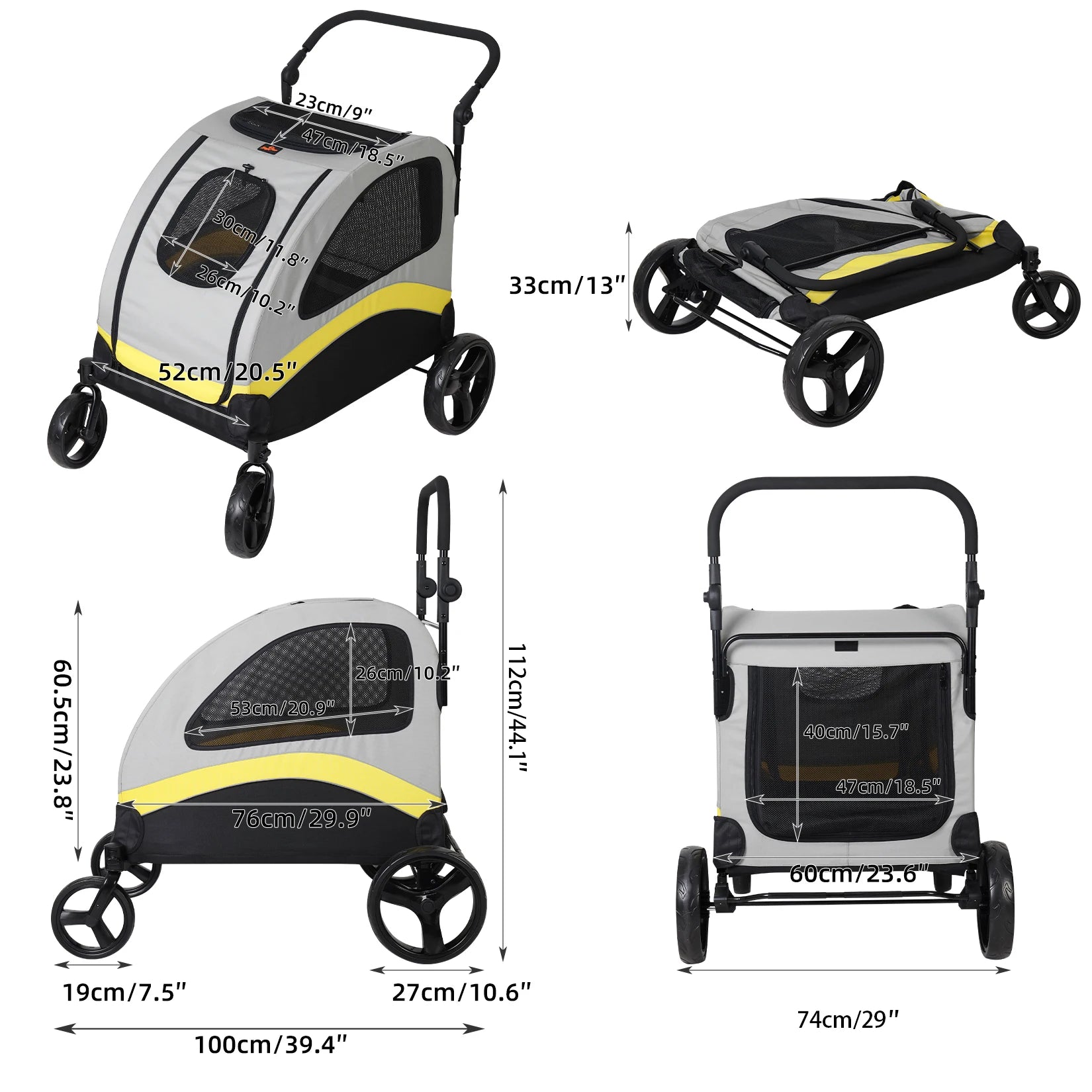 Premium Dog Stroller Foldable Travel Cart for All Breeds - Smarsty