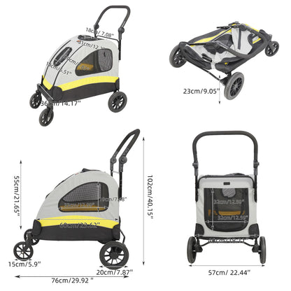Premium Dog Stroller Foldable Travel Cart for All Breeds - Smarsty