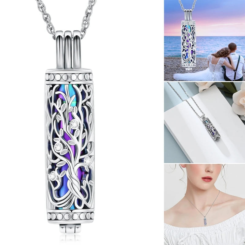 Tree of Life Cylinder Cremation Jewelry Pendant for Ashes - Smarsty