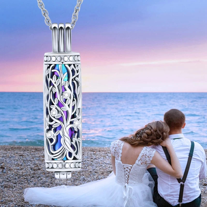Tree of Life Cylinder Cremation Jewelry Pendant for Ashes - Smarsty