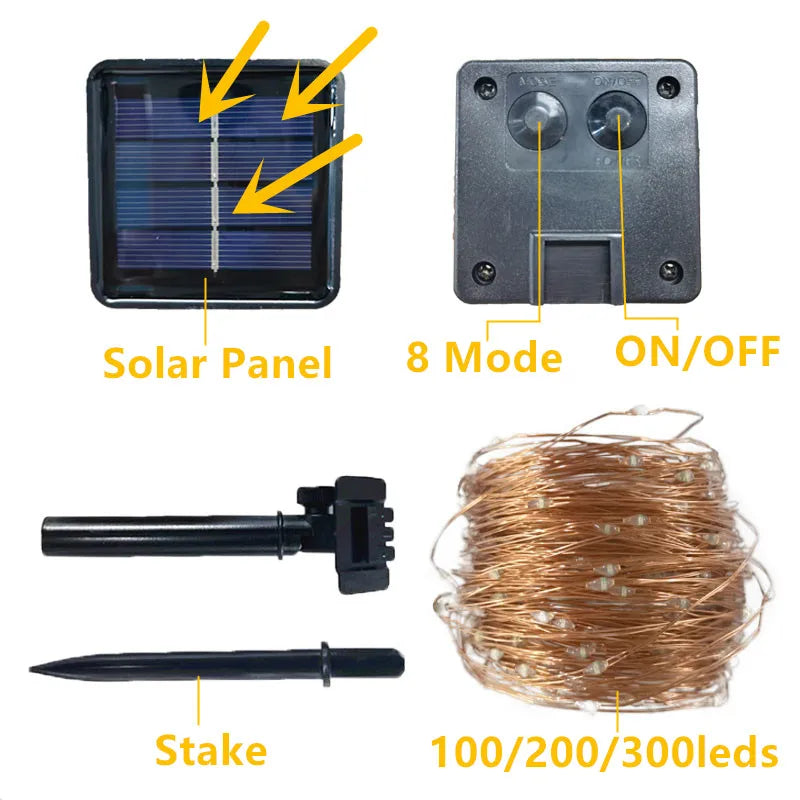 Waterproof Solar String Lights with 8 Modes for Outdoor Decor - Smarsty