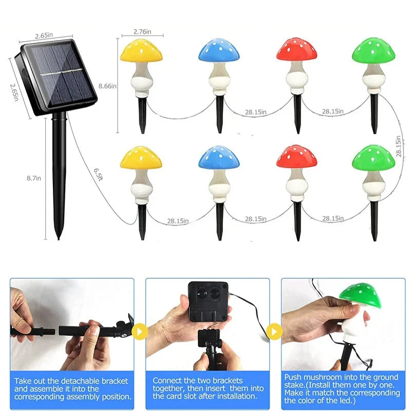 Solar Powered Mushroom Fairy Lights for Garden Decor - Smarsty